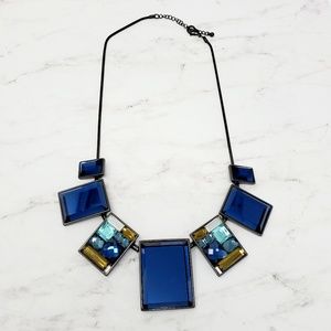 Blue Crystal Statement Bib Necklace